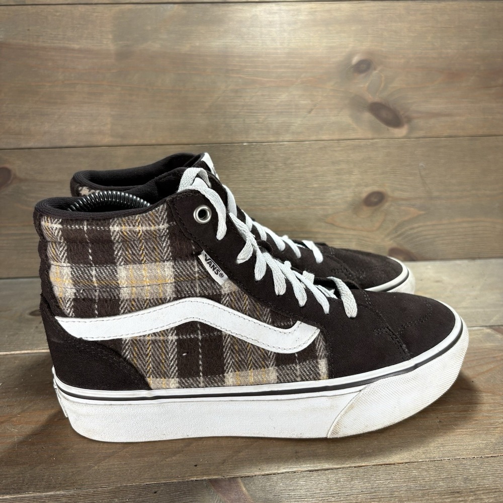 vans sk8 HI stackform womens size 7 shoes brown platform athletic skate sneakers - Picture 2 of 9